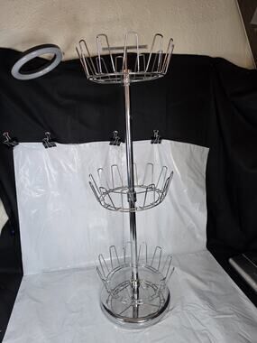 3-Tier Revolving Shoe Tree, Heavy-Duty Steel with Stabilized Base, Holds 18 Pair